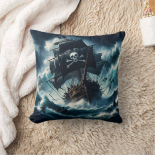 Majestic Pirat Frakt Battling Stormy Seas Kudde