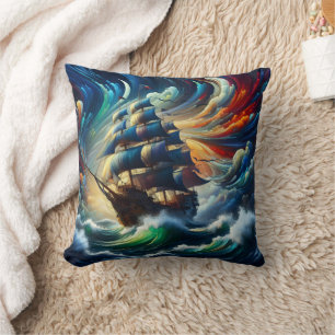 Majestic Pirat Frakt Navigation Stormy Seas Kudde