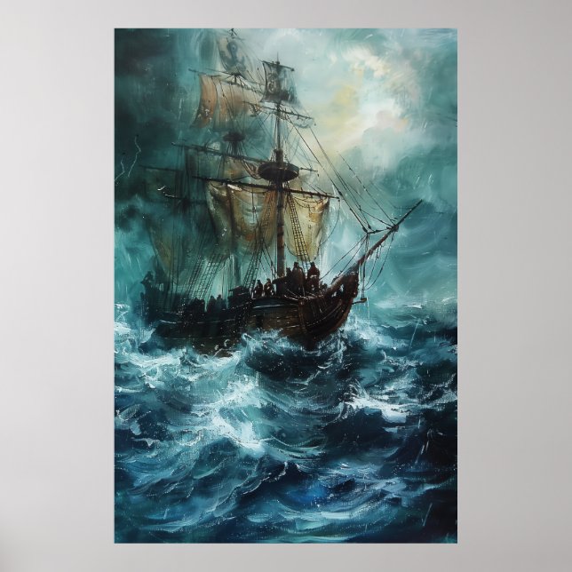Majestic Pirat Frakt on High Seas Art Poster (Framsidan)