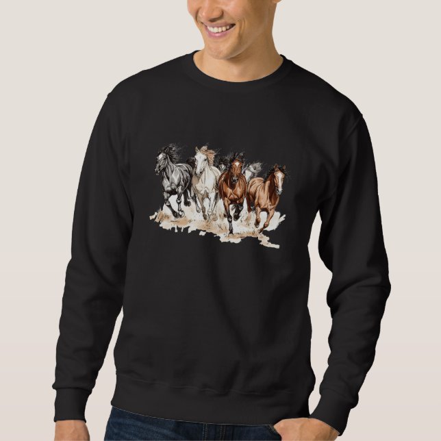 Majestic Racehorse Hoodie Lång Ärmad Tröja (Framsida)