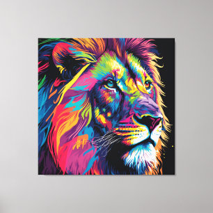 Majestic Rainbow Lejon Canvastryck