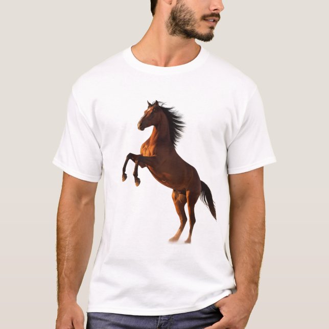 Majestic Rearing Horse Artwork T Shirt (Framsida)