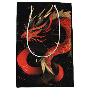 Majestic Red and Guld Chinese Dragon Art