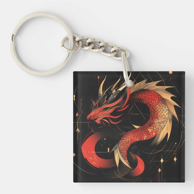 Majestic Red and Guld Chinese Dragon Art (Framsidan)