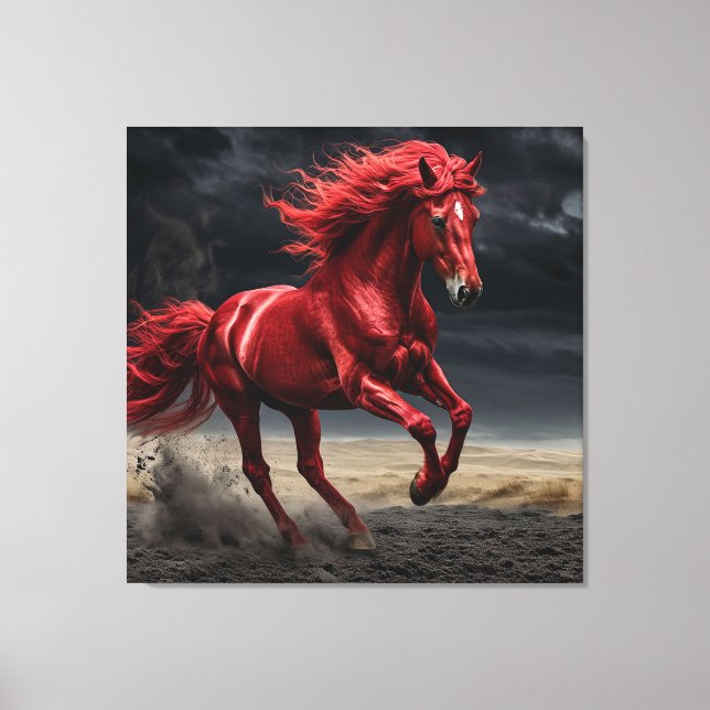 Majestic Red Horse Running Canvastryck (Framsida)