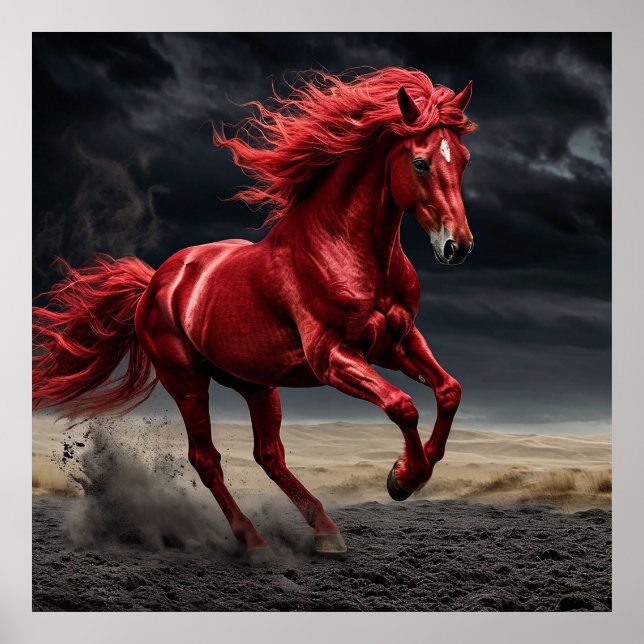 Majestic Red Horse Running Poster (Framsidan)