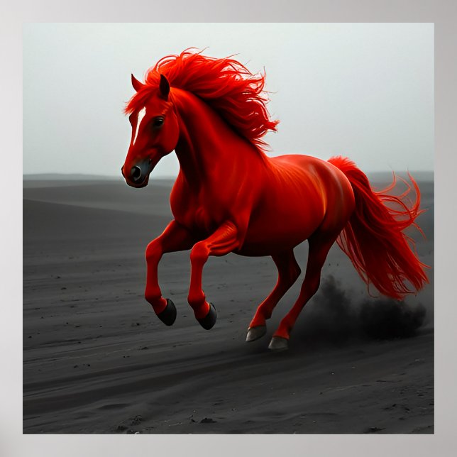 Majestic Red Horse Running Poster (Framsidan)