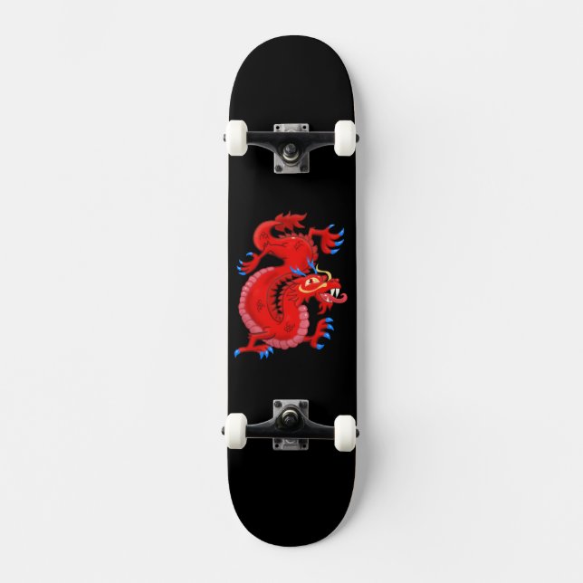 Majestic Red Oriental Dragon Skateboard (Framsida)