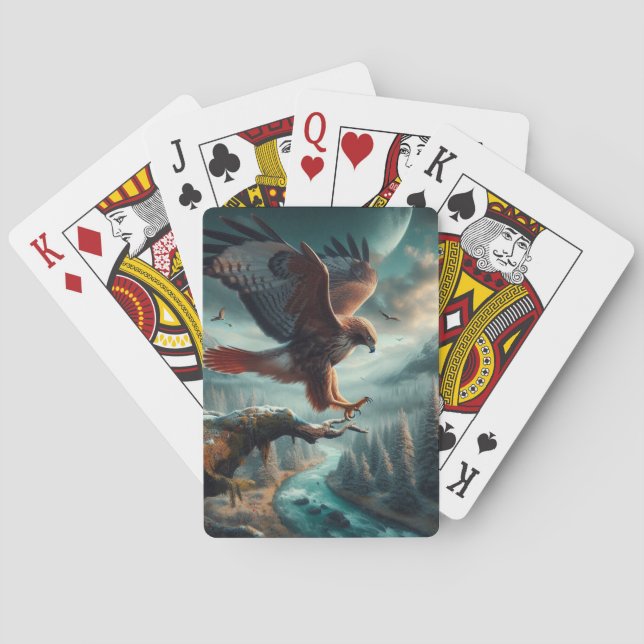 Majestic Red Tails Hawk Soaring Casinokort (Baksidan)