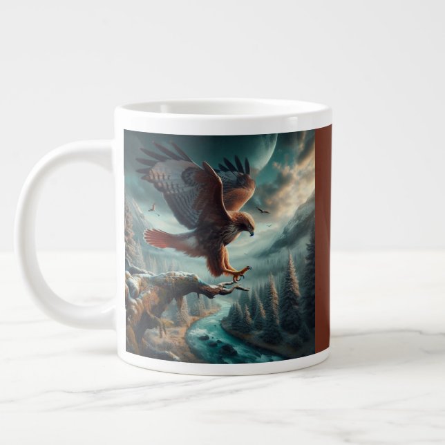 Majestic Red Tails Hawk Soaring Jumbo Mugg (Vänster)