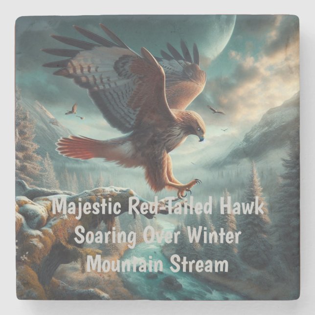 Majestic Red Tails Hawk Soaring Stenunderlägg (Framsidan)