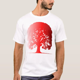 Majestic Red Träd Silhouette Bold Nature Stateme T Shirt