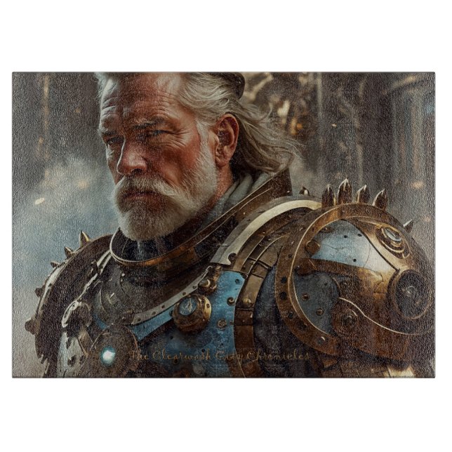 Majestic Regal Steampunk Kung Glass Chopping Board (Framsidan)