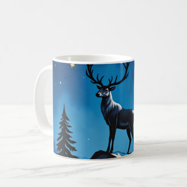 Majestic Reindeer by Moonlight Coffee Mug Kaffemugg (Framsida vänster)