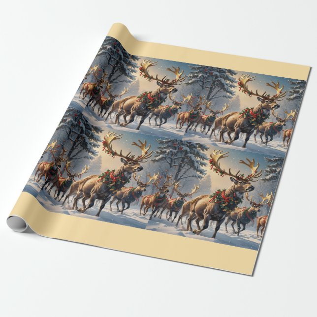 Majestic Reindeer in a Winter Wonderland - Matte W Presentpapper (Utrullad)