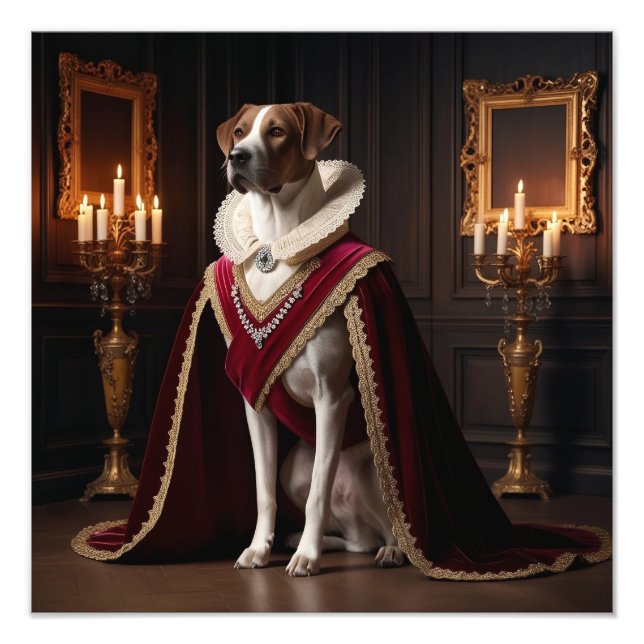 Majestic Renaissance Hund Vintage Candle Fototryck (Framsidan)