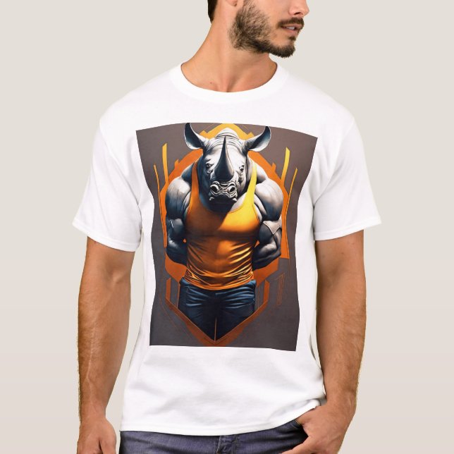 Majestic Rhino in Savanna T-Shirt Design (Framsida)