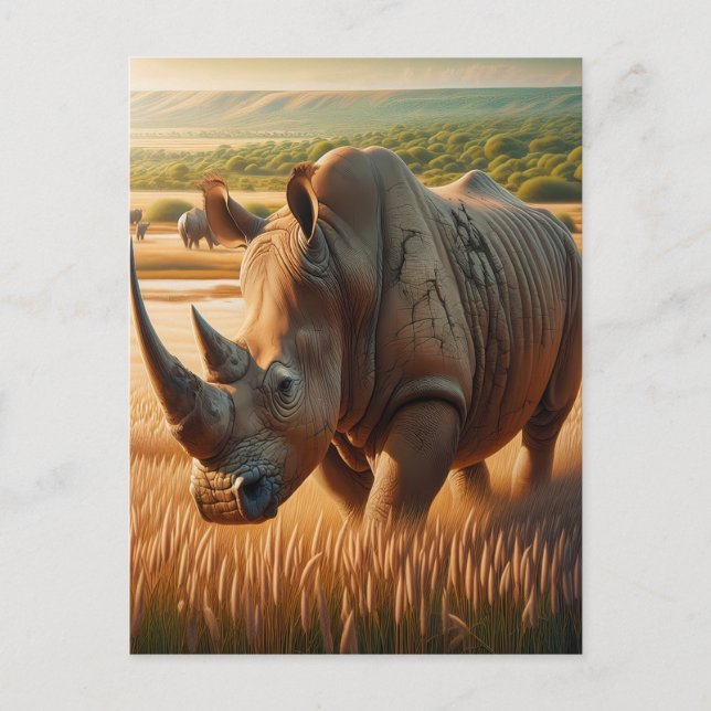 Majestic Rhino Roaming Meadows Vykort (Framsida)