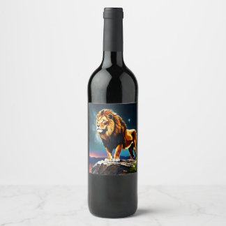 "Majestic Roar: A Lejon's Gaze" Vinflaska Etikett