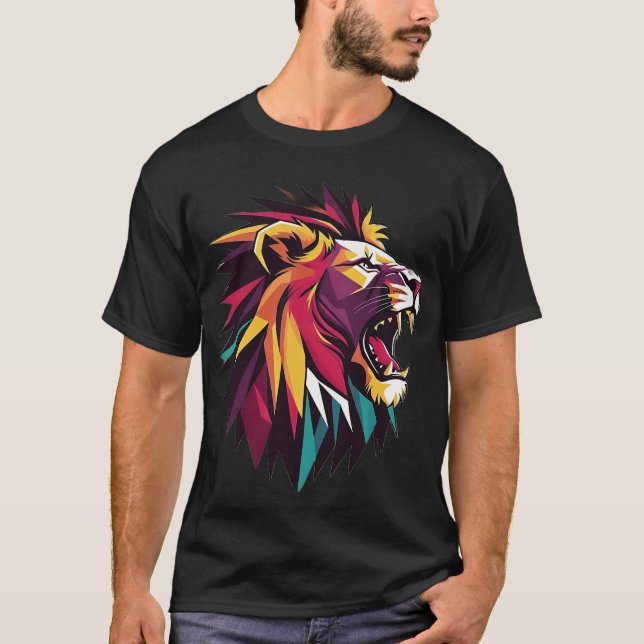 Majestic Roar: Artistic Lejon T-Shirt" T Shirt (Framsida)