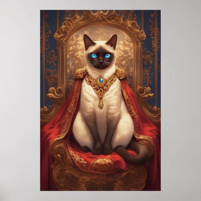Majestic Royal Siamese Cat Porträtt Poster (Framsidan)