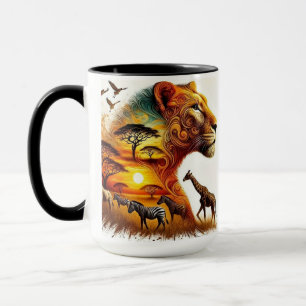 Majestic Safari: African Wildlife in Sunset Mugg