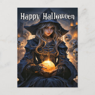 Majestic Salem Witch HAPPY HALLOWEEN Vykort