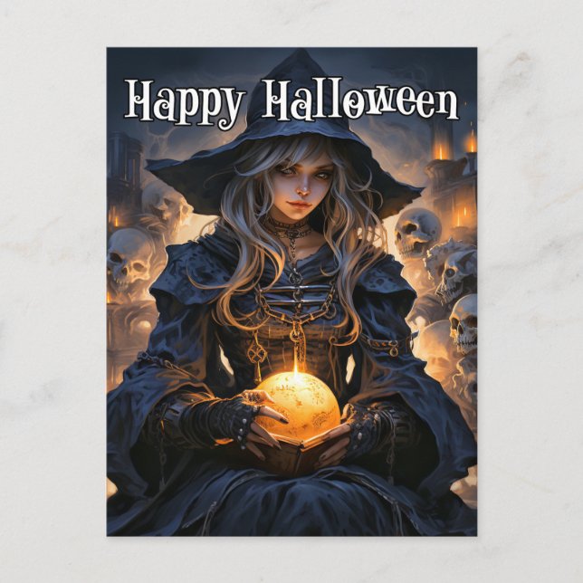 Majestic Salem Witch | HAPPY HALLOWEEN Vykort (Framsida)