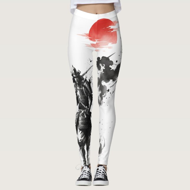 Majestic Samurai Warrior Ink Wash Art Leggings (Framsida)