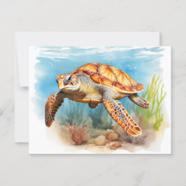 Majestic Sea Turtle i Rörelse Vykort