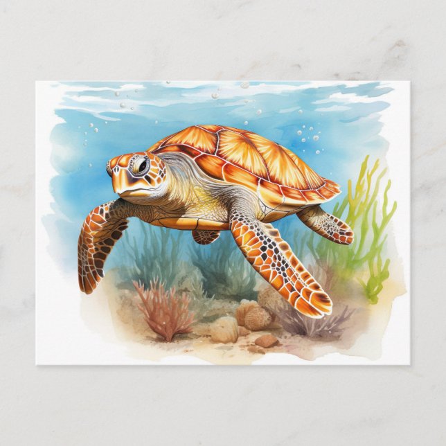 Majestic Sea Turtle i Rörelse Vykort (Framsida)
