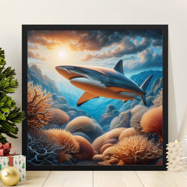 Majestic Shark Glide through Coral Wonderland Poster (Skapare uppladdad)