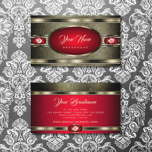 Majestic Silver Effect Red med Faux Rhinestones Visitkort