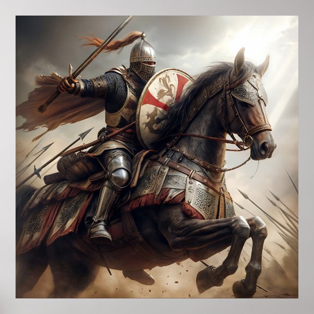 Majestic Silver-Toned Realistic Medieval Knight Poster (Framsidan)
