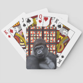 Majestic Sitta Gorilla on Red Geometric Wildlife Casinokort