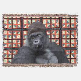 Majestic Sitta Gorilla on Red Geometric Wildlife Filt