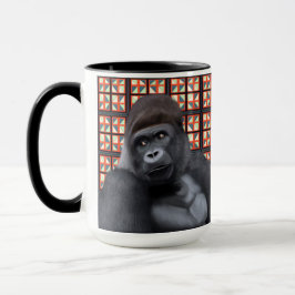 Majestic Sitta Gorilla on Red Geometric Wildlife Mugg
