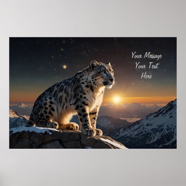 Majestic Snö Leopard - Anpassadet Text Poster (Framsidan)