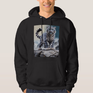 Majestic Snö Leopard på Rocky Cliff Hoodie