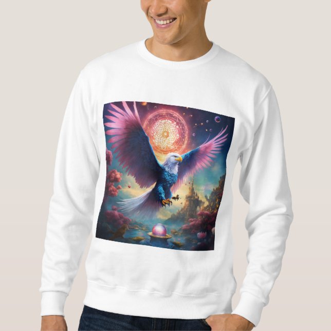 Majestic Soar Crystal Eagle Spirit Tee shirt Lång Ärmad Tröja (Framsida)