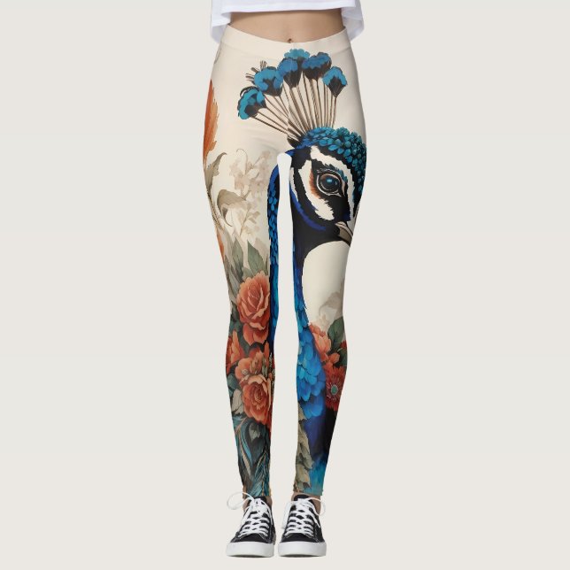 Majestic Splendore the Boho Peacock Leggings (Framsida)