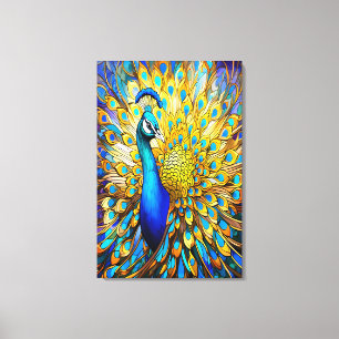 Majestic Stached Glass Peacock Art nouveau Stil Canvastryck