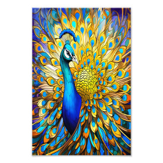 Majestic Stached Glass Peacock Art nouveau Stil Fototryck