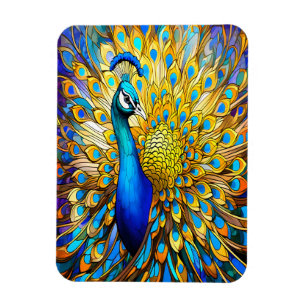 Majestic Stached Glass Peacock Art nouveau Stil Magnet
