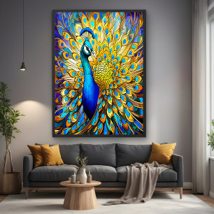 Majestic Stached Glass Peacock Art nouveau Stil Poster