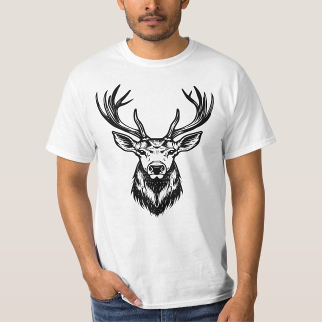 Majestic Stag Head T Shirt (Framsida)