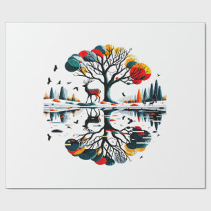 Majestic Stag in Snowy Winter Forest Presentpapper