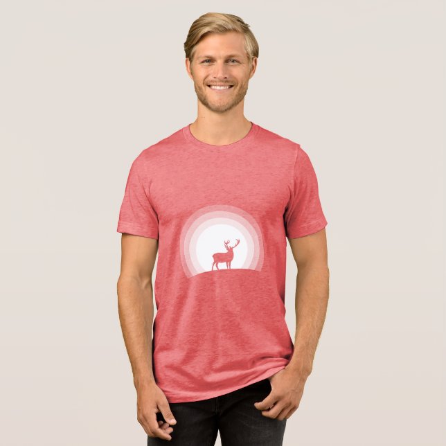 Majestic Stag Silhouette Under Lunar Light T Shirt (Framsida Full)