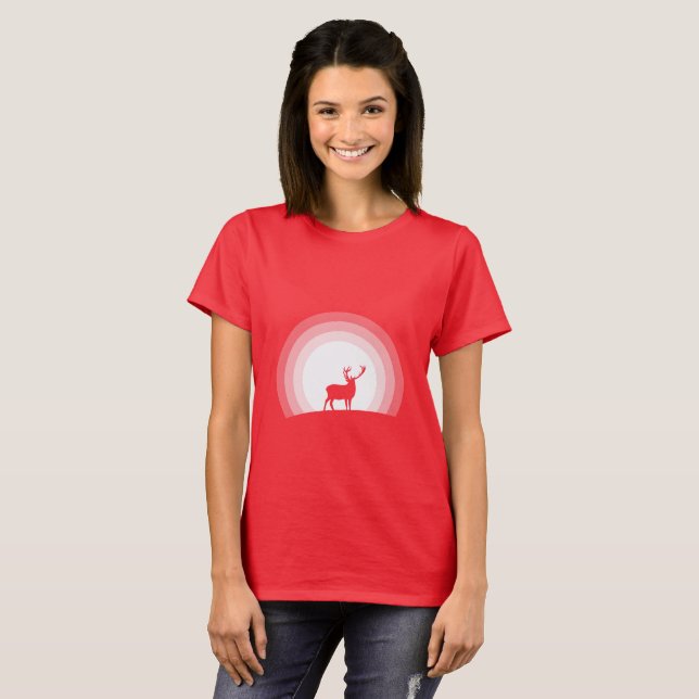 Majestic Stag Silhouette Under Lunar Light T Shirt (Hel framsida)