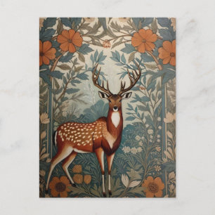 Majestic Stag William Morris Inspired Blommigt Vykort